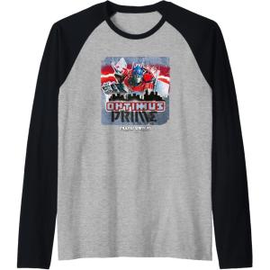 imageTransformers Rise of the Beasts Optimus Distressed Shot Raglan Baseball TeeBlackAthletic Heather