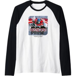 imageTransformers Rise of the Beasts Optimus Distressed Shot Raglan Baseball TeeBlackWhite
