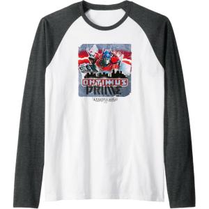 imageTransformers Rise of the Beasts Optimus Distressed Shot Raglan Baseball TeeDark Heather GreyWhite