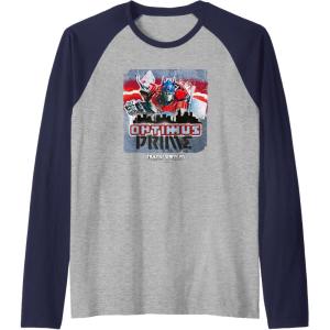 imageTransformers Rise of the Beasts Optimus Distressed Shot Raglan Baseball TeeNavy BlueAthletic Heather