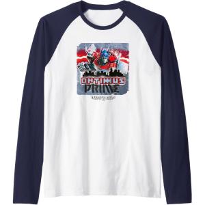 imageTransformers Rise of the Beasts Optimus Distressed Shot Raglan Baseball TeeNavy BlueWhite