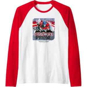 imageTransformers Rise of the Beasts Optimus Distressed Shot Raglan Baseball TeeRedWhite