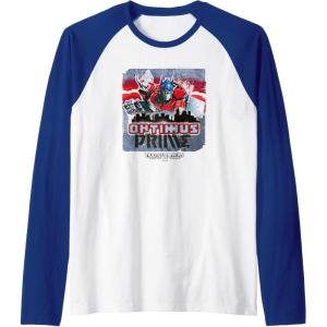 imageTransformers Rise of the Beasts Optimus Distressed Shot Raglan Baseball TeeRoyal BlueWhite