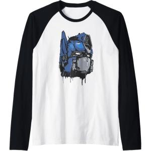 imageTransformers Rise of the Beasts Optimus Dripping Retro Shot Raglan Baseball TeeBlackWhite