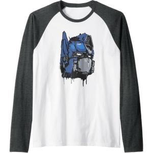 imageTransformers Rise of the Beasts Optimus Dripping Retro Shot Raglan Baseball TeeDark Heather GreyWhite
