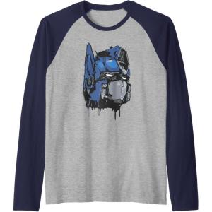 imageTransformers Rise of the Beasts Optimus Dripping Retro Shot Raglan Baseball TeeNavy BlueAthletic Heather