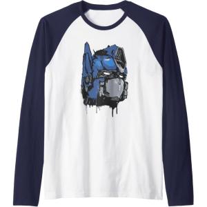 imageTransformers Rise of the Beasts Optimus Dripping Retro Shot Raglan Baseball TeeNavy BlueWhite