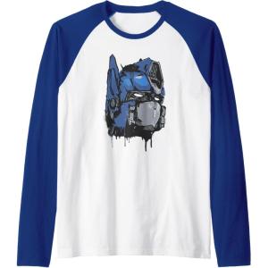 imageTransformers Rise of the Beasts Optimus Dripping Retro Shot Raglan Baseball TeeRoyal BlueWhite