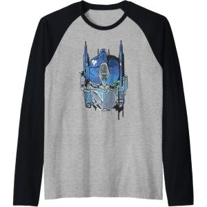 imageTransformers Rise of the Beasts Optimus Face Graffiti Shot Raglan Baseball TeeBlackAthletic Heather