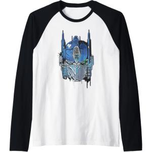 imageTransformers Rise of the Beasts Optimus Face Graffiti Shot Raglan Baseball TeeBlackWhite