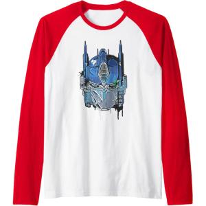 imageTransformers Rise of the Beasts Optimus Face Graffiti Shot Raglan Baseball TeeRedWhite