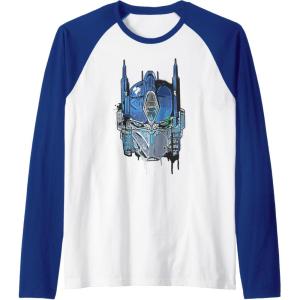 imageTransformers Rise of the Beasts Optimus Face Graffiti Shot Raglan Baseball TeeRoyal BlueWhite