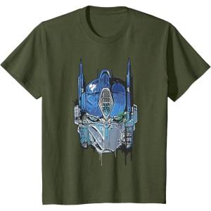 imageTransformers Rise of the Beasts Optimus Face Graffiti Shot TShirtOlive Green
