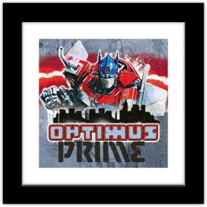 imageTrends International Gallery Pops Transformers Battle In Brooklyn  Optimus Prime City Wall Art Wall Poster 12quot x 12quot Black Frame VersionBlack Frame Version