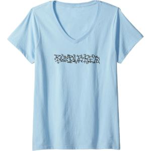 imageWomens Transformers Bumblebee Urban Style Graffiti Text Logo VNeck TShirtBaby Blue