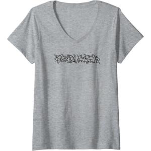 imageWomens Transformers Bumblebee Urban Style Graffiti Text Logo VNeck TShirtHeather Grey