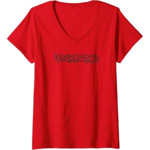 imageWomens Transformers Bumblebee Urban Style Graffiti Text Logo VNeck TShirtRed