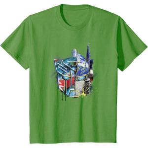 imageKids Transformers Rise of the Beasts Split Face Optimus Art TShirtGrass Green