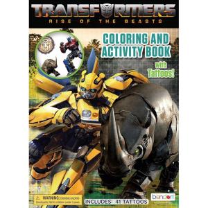 imageTransformers Rise of the Beasts 48Page Coloring Book with Temporary Tattoos Bendon Hasbro 53170