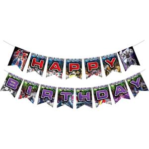 imageTreasures Gifted Officially Licensed Transformers Birthday Party Supplies  1 Prestrung Happy Birthday Banner  Transformers Party Decorations