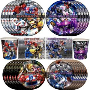 imageTreasures Gifted Officially Licensed Transformers Party Supplies  Serves 32 Guests  Dinnerware Classic Set for Birthday  Plates Napkins ampamp CupsServes 32
