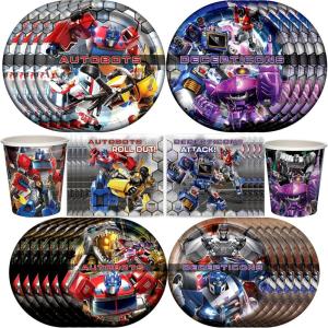 imageTreasures Gifted Officially Licensed Transformers Party Supplies  Serves 32 Guests  Dinnerware Classic Set for Birthday  Plates Napkins ampamp CupsServes 16