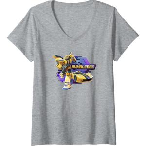 imageTransformers EarthSpark Bumblebee Badge VNeck TShirtHeather Grey