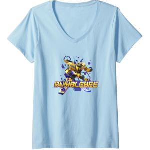 imageTransformers EarthSpark Bumblebee Hero Pose VNeck TShirtBaby Blue