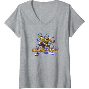 imageTransformers EarthSpark Bumblebee Hero Pose VNeck TShirtHeather Grey