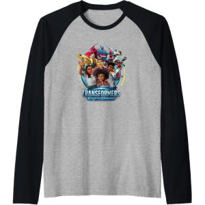 imageTransformers EarthSpark Heroes Group Shot Poster Raglan Baseball TeeBlackAthletic Heather