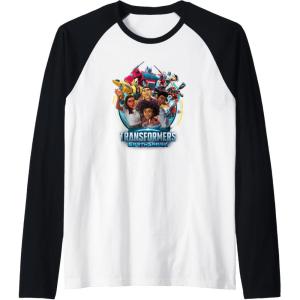 imageTransformers EarthSpark Heroes Group Shot Poster Raglan Baseball TeeBlackWhite