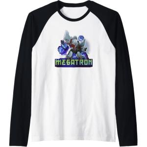 imageTransformers EarthSpark Megatron Color Pop Badge Raglan Baseball TeeBlackWhite
