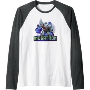 imageTransformers EarthSpark Megatron Color Pop Badge Raglan Baseball TeeDark Heather GreyWhite