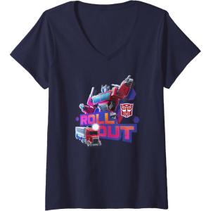 imageTransformers EarthSpark Optimus Prime Leader Pose VNeck TShirtNavy Blue