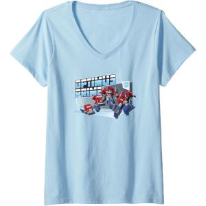 imageTransformers EarthSpark Optimus Prime Transformed VNeck TShirtBaby Blue