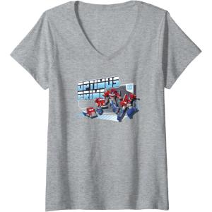 imageTransformers EarthSpark Optimus Prime Transformed VNeck TShirtHeather Grey