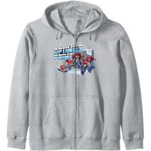 imageTransformers EarthSpark Optimus Prime Transformed Zip HoodieHeather Grey