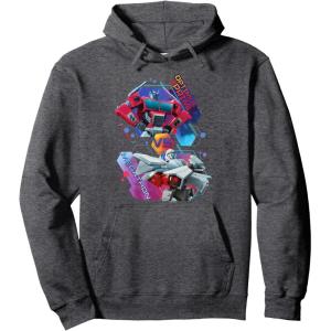 imageTransformers EarthSpark Optimus Prime VS Megatron Pullover HoodieDark Heather Grey