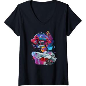 imageTransformers EarthSpark Optimus Prime VS Megatron VNeck TShirtBlack