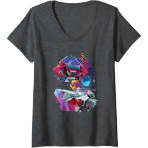 imageTransformers EarthSpark Optimus Prime VS Megatron VNeck TShirtDark Heather Grey