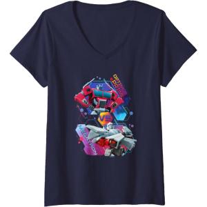imageTransformers EarthSpark Optimus Prime VS Megatron VNeck TShirtNavy Blue