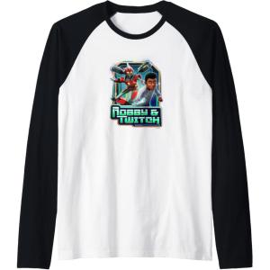 imageTransformers EarthSpark Robby ampamp Twitch Poster Raglan Baseball TeeBlackWhite