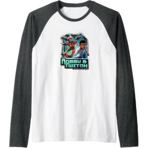 imageTransformers EarthSpark Robby ampamp Twitch Poster Raglan Baseball TeeDark Heather GreyWhite