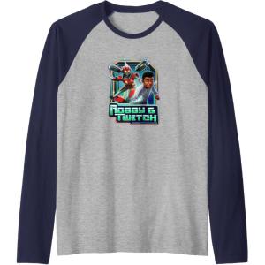 imageTransformers EarthSpark Robby ampamp Twitch Poster Raglan Baseball TeeNavy BlueAthletic Heather