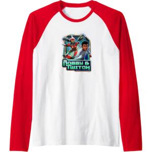 imageTransformers EarthSpark Robby ampamp Twitch Poster Raglan Baseball TeeRedWhite