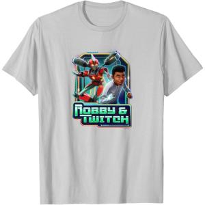 imageTransformers EarthSpark Robby ampamp Twitch Poster TShirtSilver Grey