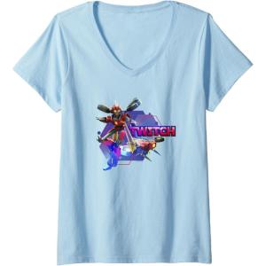 imageTransformers EarthSpark Twitch Character Badge VNeck TShirtBaby Blue