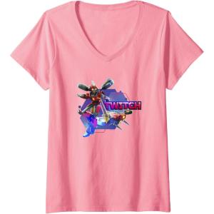 imageTransformers EarthSpark Twitch Character Badge VNeck TShirtPink
