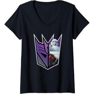 imageWomens Transformers EarthSpark Megatron Logo Fill VNeck TShirtBlack