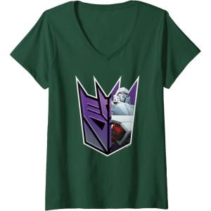 imageWomens Transformers EarthSpark Megatron Logo Fill VNeck TShirtDark Green